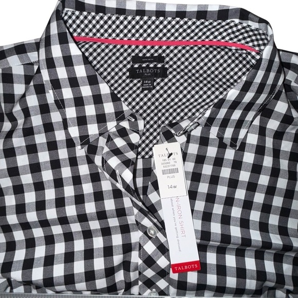NWT TALBOTS PERFECT SHIRT - GINGHAM Plus 14W Black/White - Picture 6 of 13